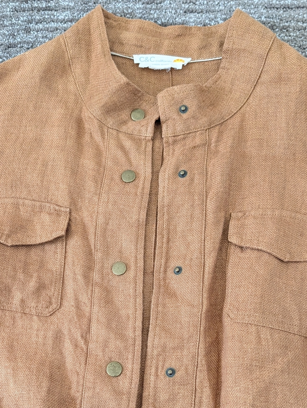exc C & C CALIFORNIA rustic linen utility jacket M L - Picture 9 of 13